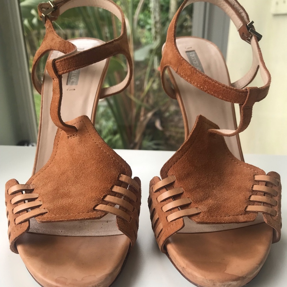Giorgio Armani brown leather and suede heals
